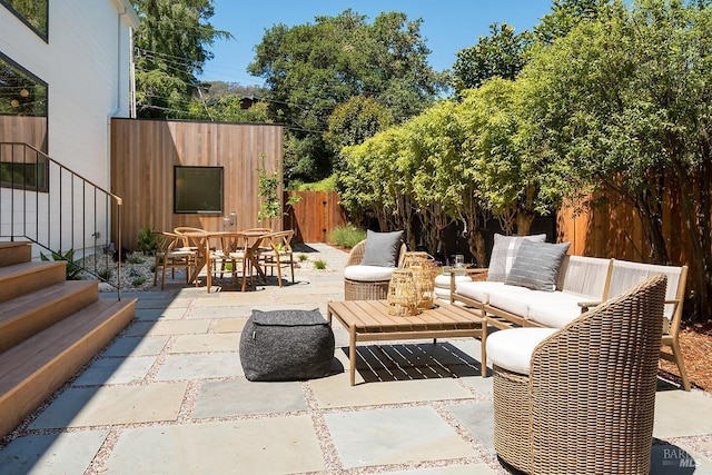 view of patio featuring an outdoor living space