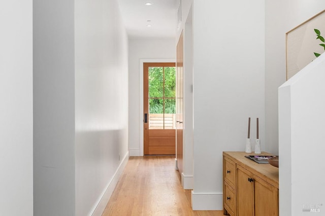 hall featuring light hardwood / wood-style floors