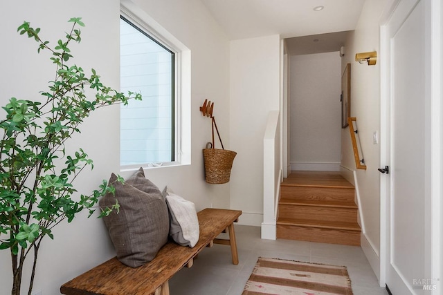 interior space featuring light tile patterned flooring