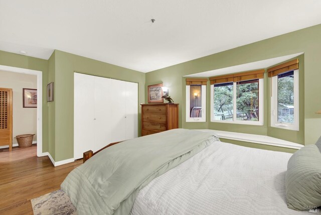 bedroom featuring hardwood / wood-style flooring