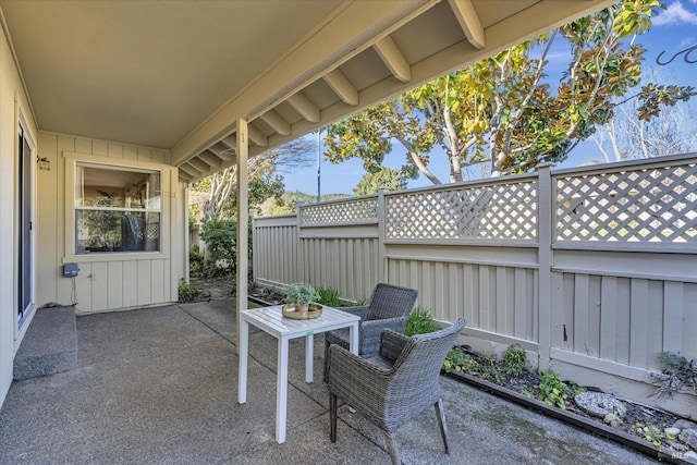 view of patio featuring a fenced backyard