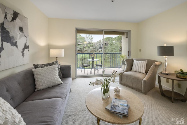 living room featuring carpet