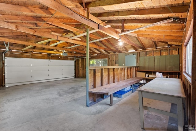 garage with a garage door opener