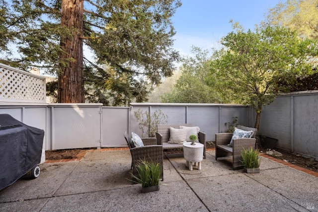 view of patio / terrace featuring grilling area and an outdoor living space