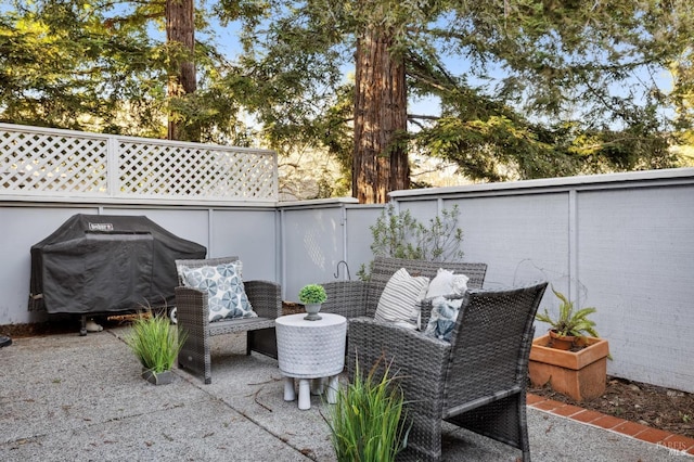 view of patio / terrace featuring a grill