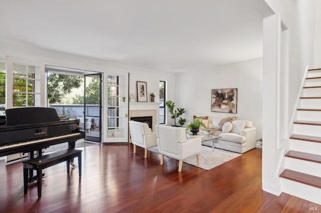 living room featuring dark hardwood / wood-style flooring and plenty of natural light