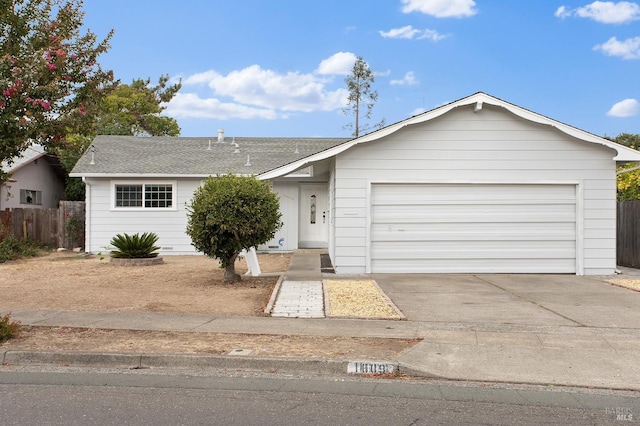 single story home with a garage