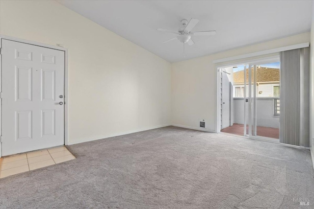 1201 Glen Cove Pkwy Unit 1514, Vallejo, CA 94591 - carpeted empty room featuring ceiling fan, lofted ceiling, baseboards, and tile patterned flooring