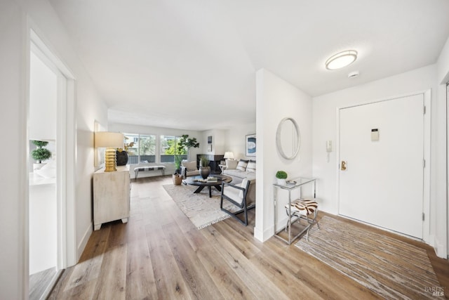 entrance foyer with light wood-type flooring