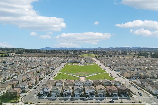 aerial view with a mountain view