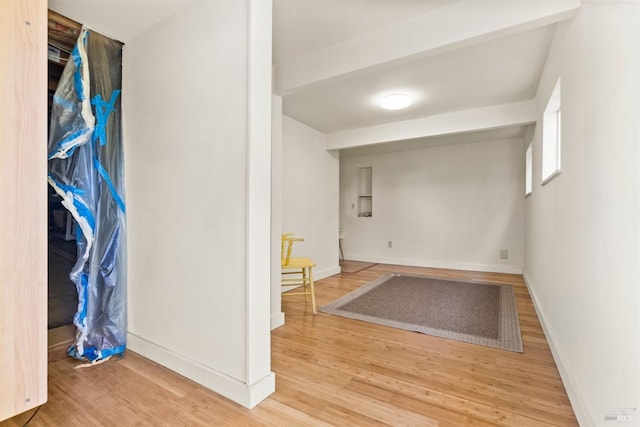 laundry area featuring hardwood / wood-style flooring