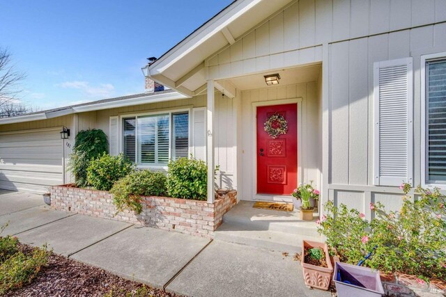 entrance to property with a garage