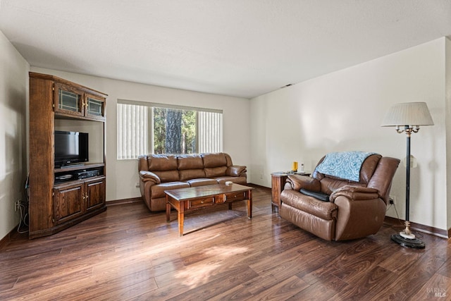 living room featuring dark hardwood / wood-style flooring