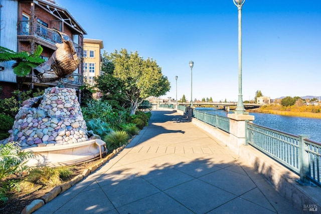 view of property's community with a water view