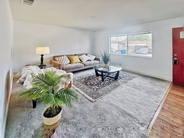 living room with hardwood / wood-style floors