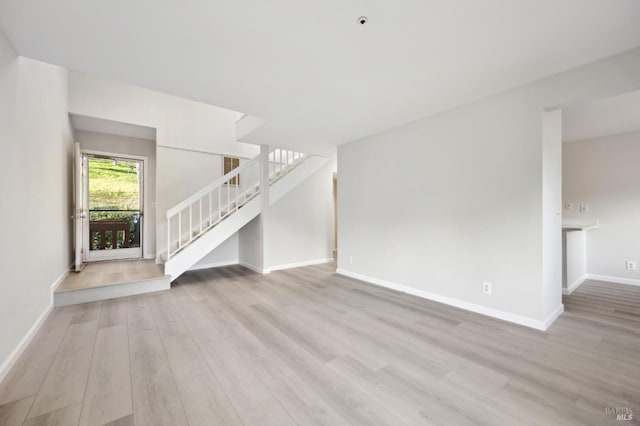 unfurnished living room featuring light hardwood / wood-style flooring