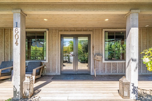 view of exterior entry with french doors