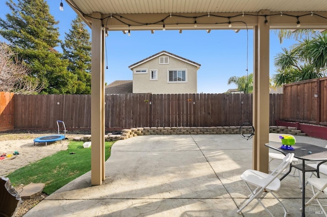 view of patio / terrace with a trampoline