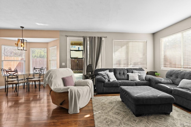 living room featuring dark hardwood / wood-style flooring