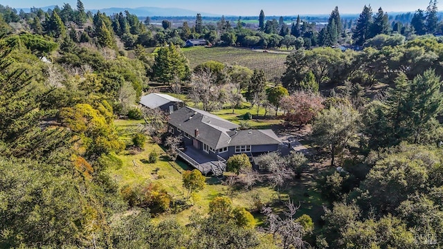 birds eye view of property featuring a mountain view