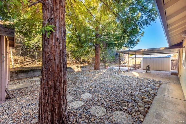 view of yard with a patio area and fence