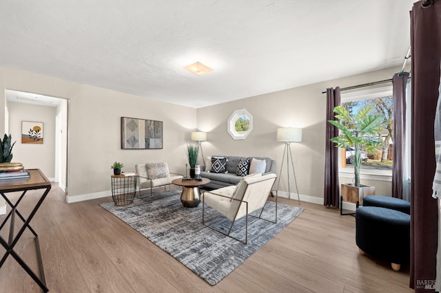 living room with light hardwood / wood-style floors