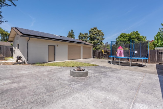 garage featuring a trampoline