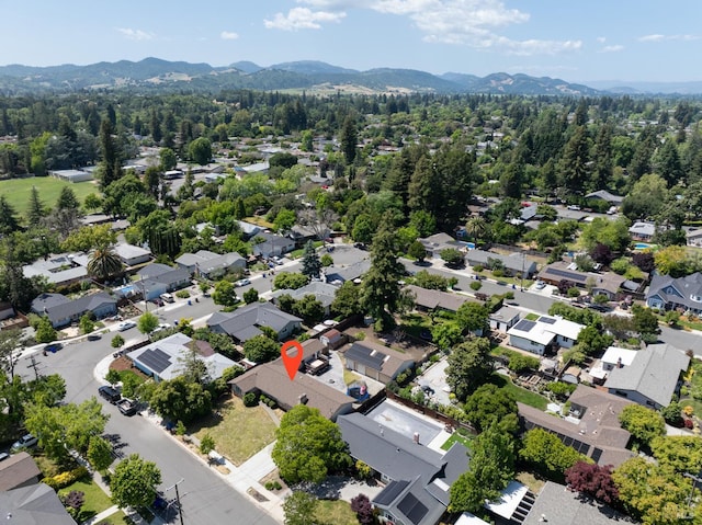 drone / aerial view with a mountain view