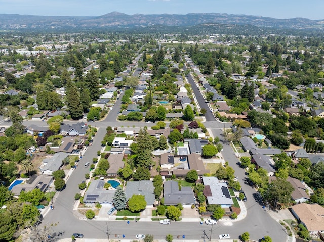 drone / aerial view with a mountain view