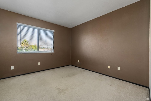 spare room featuring light carpet