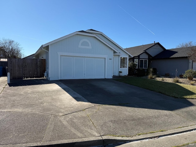 single story home with a garage