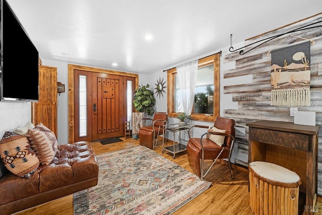 entrance foyer featuring wood finished floors