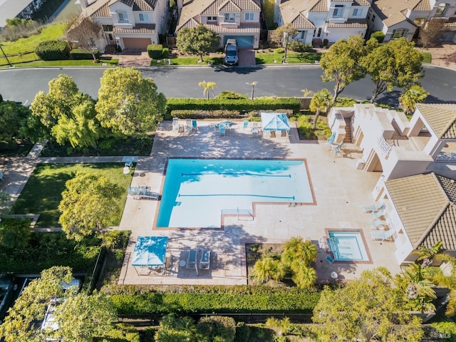 drone / aerial view with a residential view