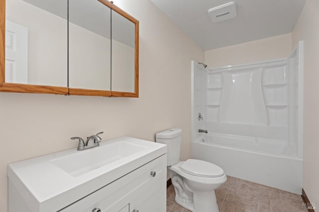 full bathroom with vanity, shower / bathing tub combination, and toilet