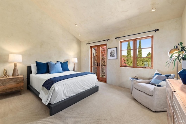 35 Forest Ln, Napa, CA 94558 - carpeted bedroom with recessed lighting, vaulted ceiling, and access to outside