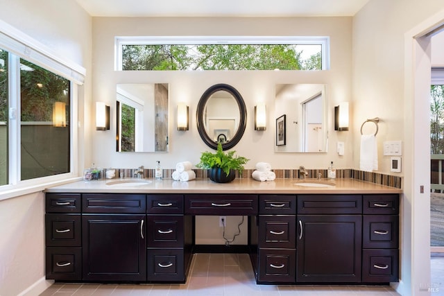 bathroom featuring vanity and tile patterned floors