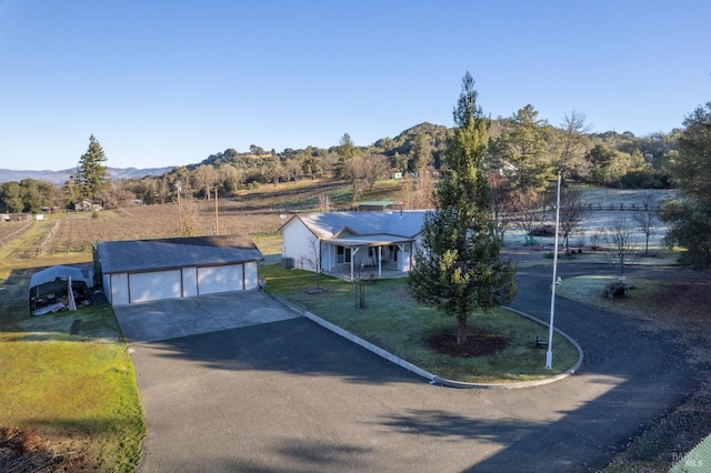 bird's eye view with a mountain view