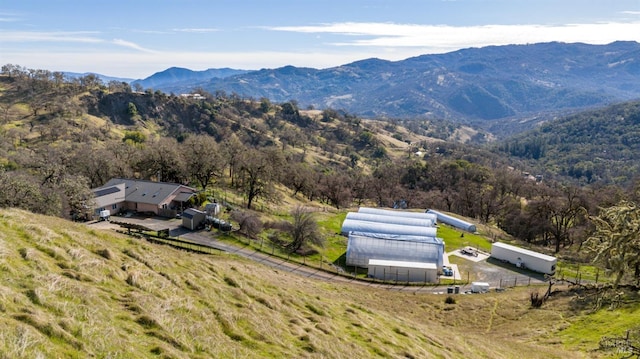 drone / aerial view with a mountain view