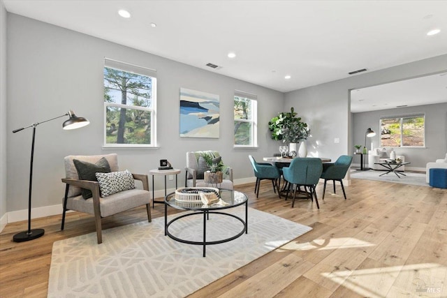 sitting room featuring light wood-type flooring