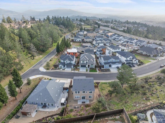 birds eye view of property featuring a mountain view