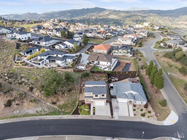 drone / aerial view with a mountain view