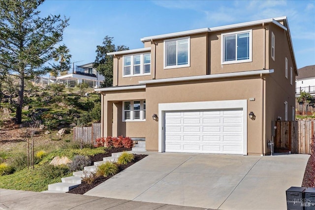 view of front of house with a garage