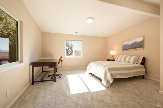 home office with light hardwood / wood-style flooring