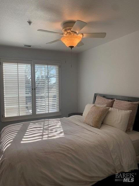 bedroom featuring ceiling fan