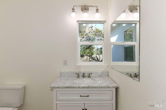 bathroom with toilet and vanity