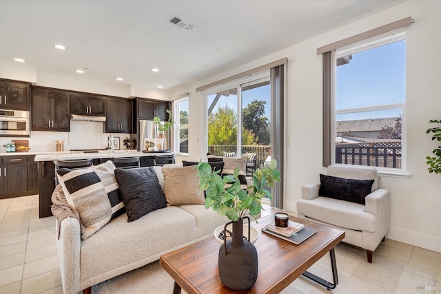 view of tiled living room