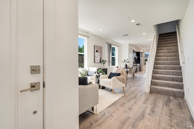 living room featuring light hardwood / wood-style flooring