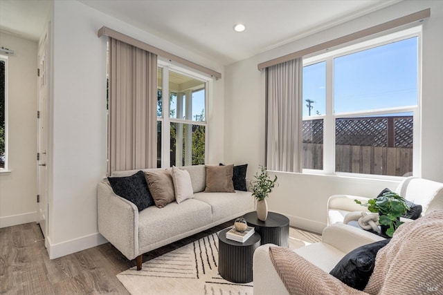 living room with light wood-type flooring