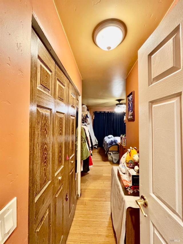 hall featuring light wood-type flooring