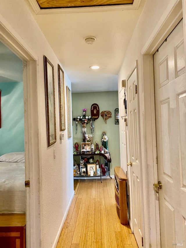 hall with light wood-style flooring
